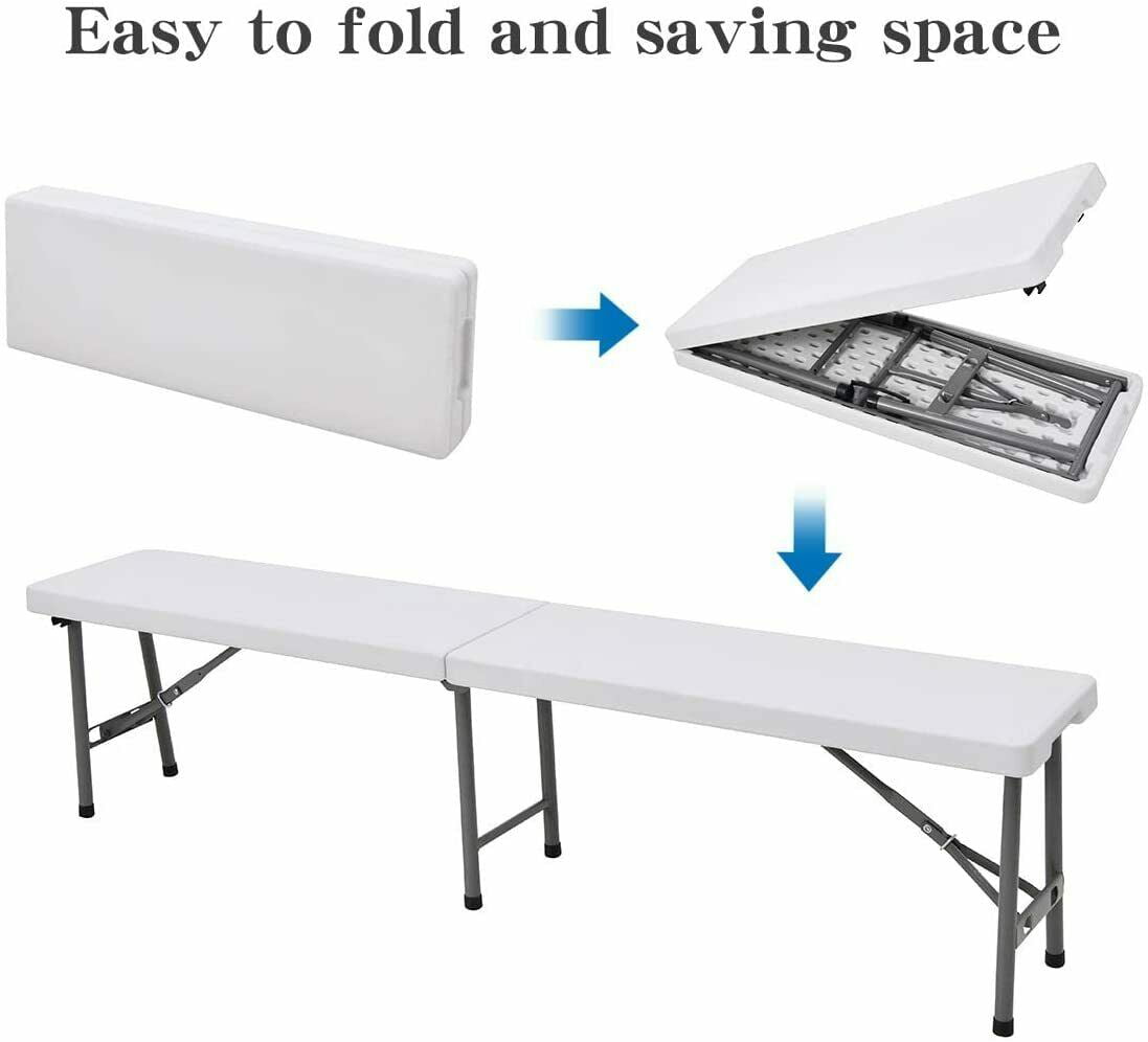 SUGIFT 6 ft Plastic Folding Bench Portable Indoor Outdoor Bench