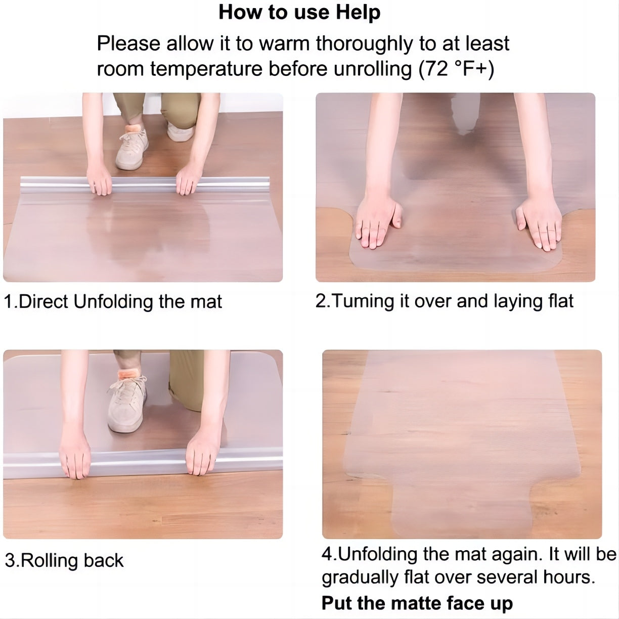 36in x 48in Standard Lip PVC Chair Mats for Home Office, Hard Floors