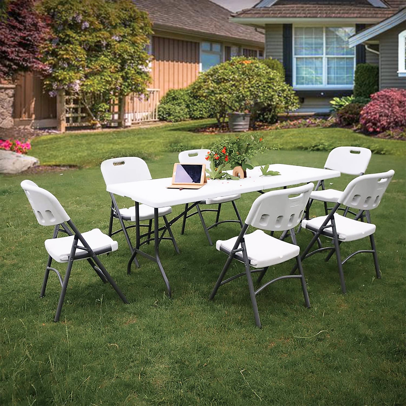 6ft Plastic Folding Table ,Outdoor Table, White