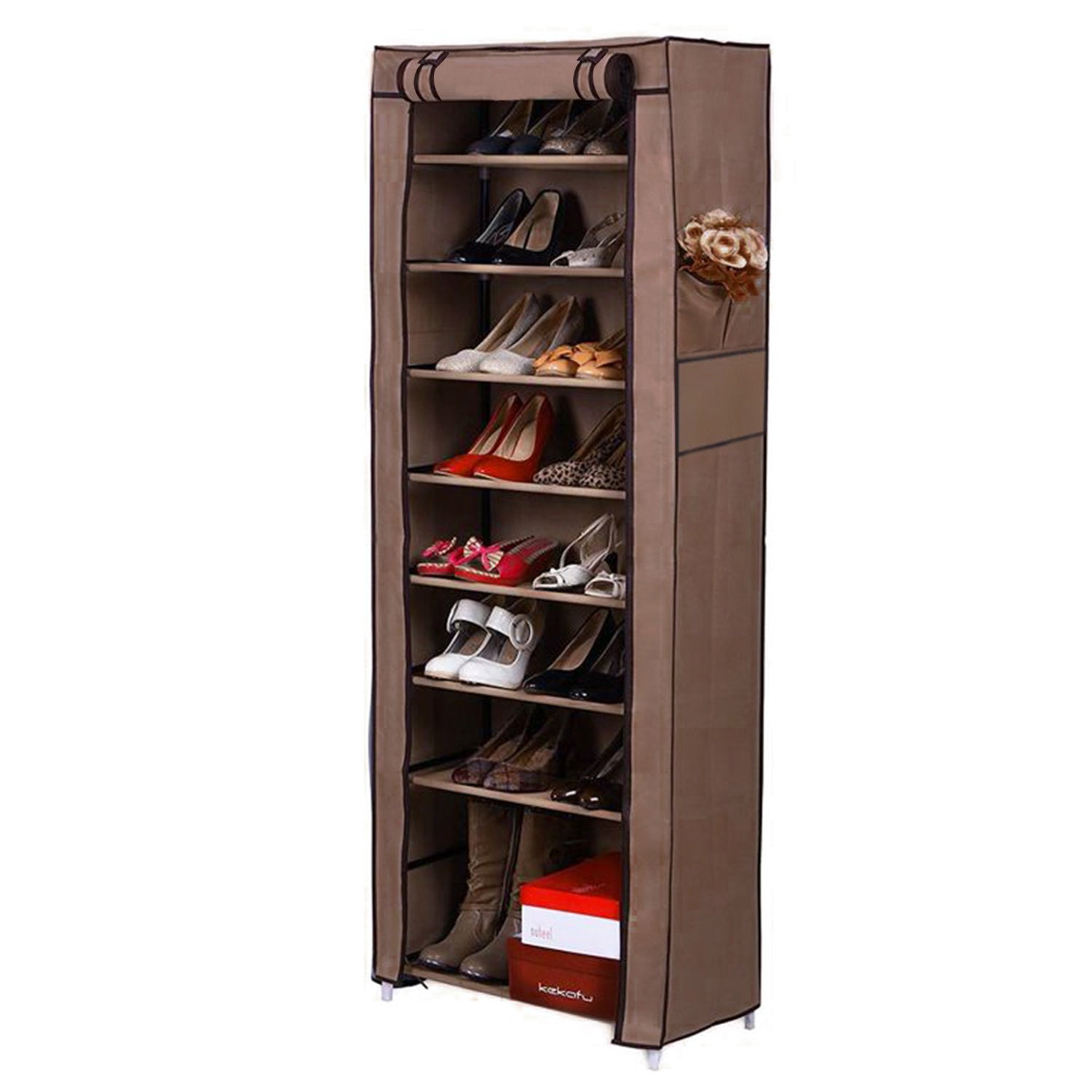 SUGIFT 10 Tier Shoe Rack Shoe Storage Cabinet with Dustproof Cover