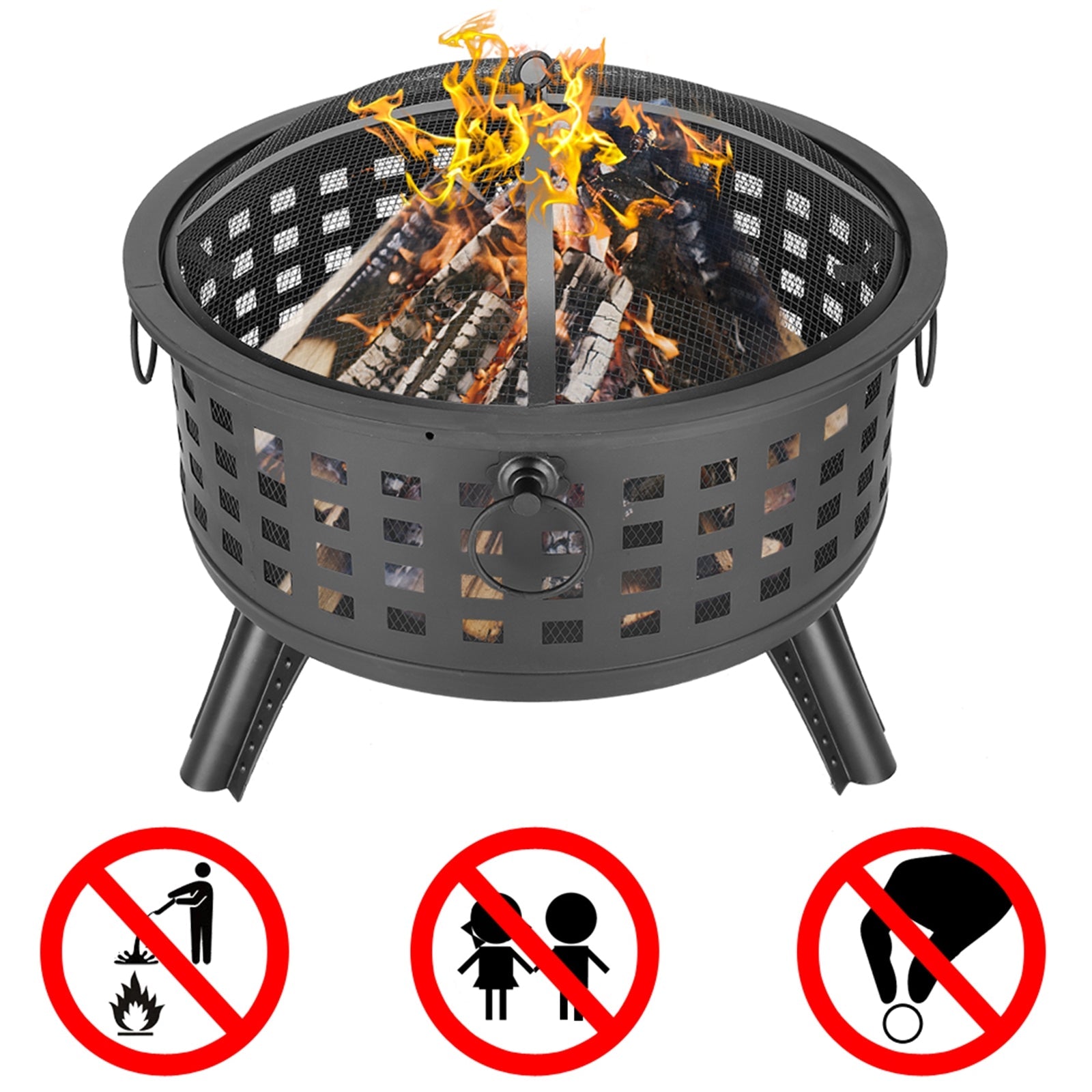 26 in Round Lattice Fire Bowl Black