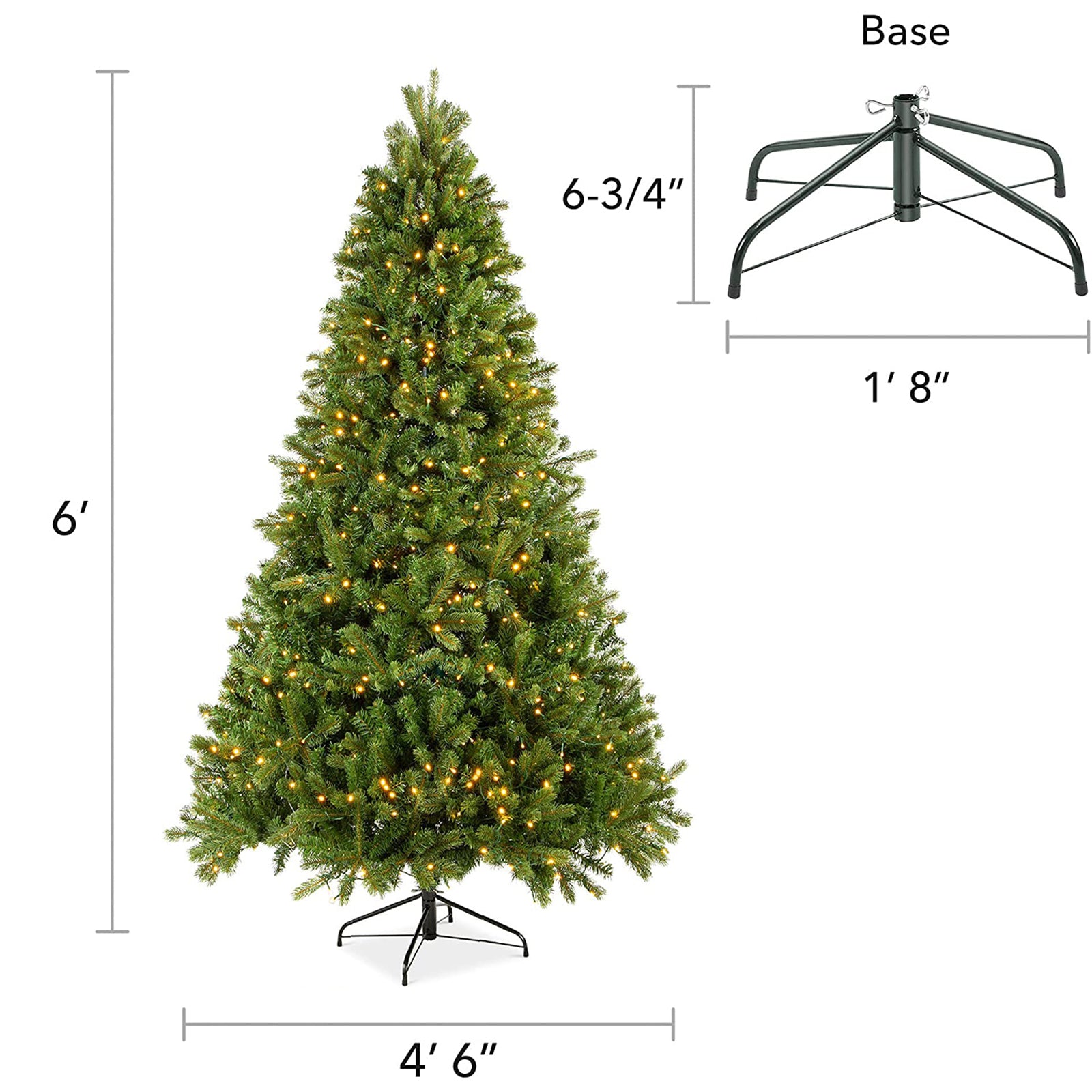 SUGIFT 6-foot Lighted Artificial Fir Christmas Tree