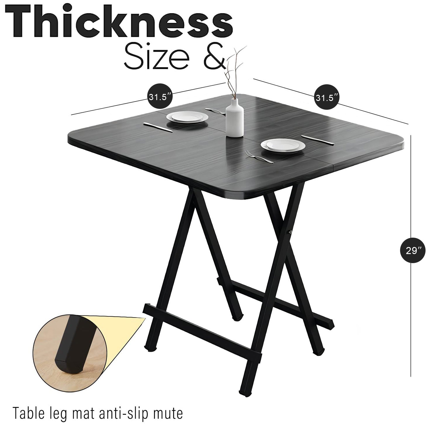 SUGIFT Square Folding Table Portable Picnic Party Dining Camp Tables