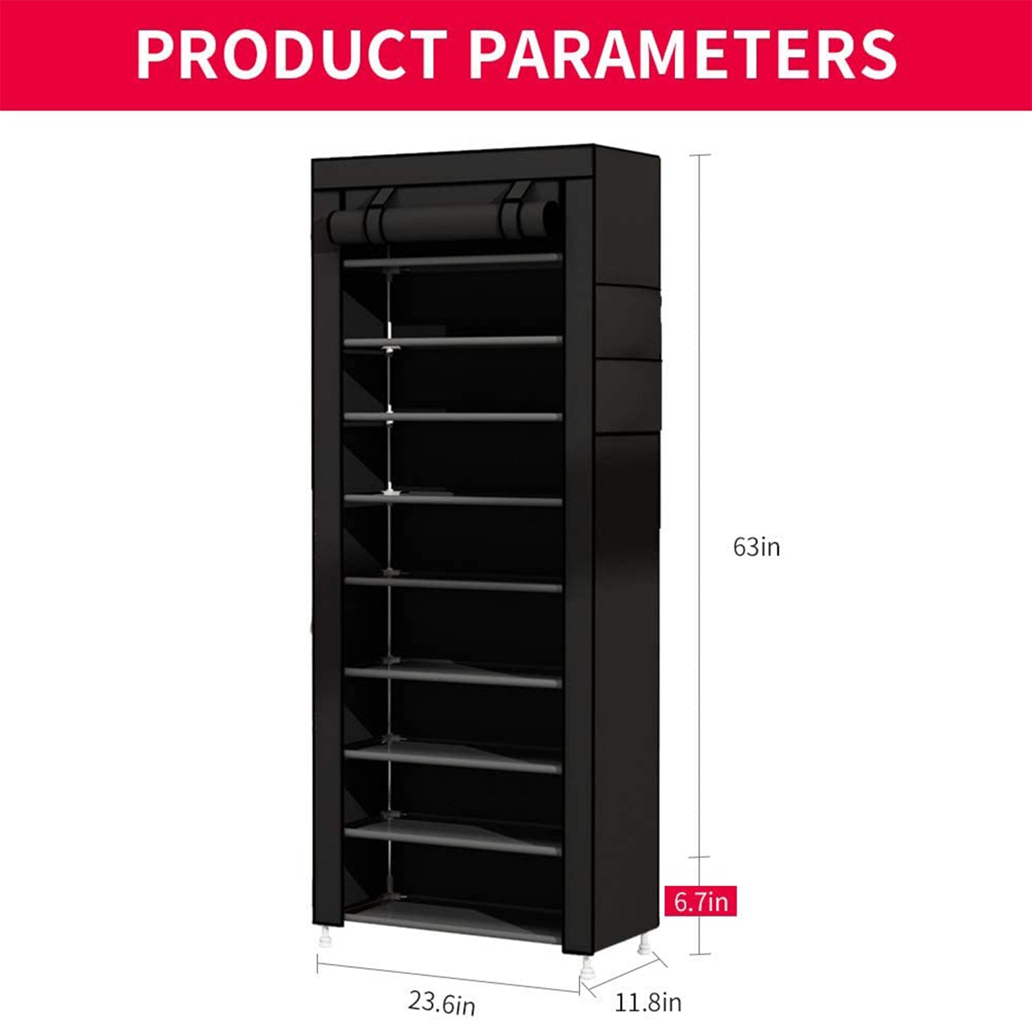 SUGIFT 10 Tier Shoe Rack Shoe Storage Cabinet with Dustproof Cover