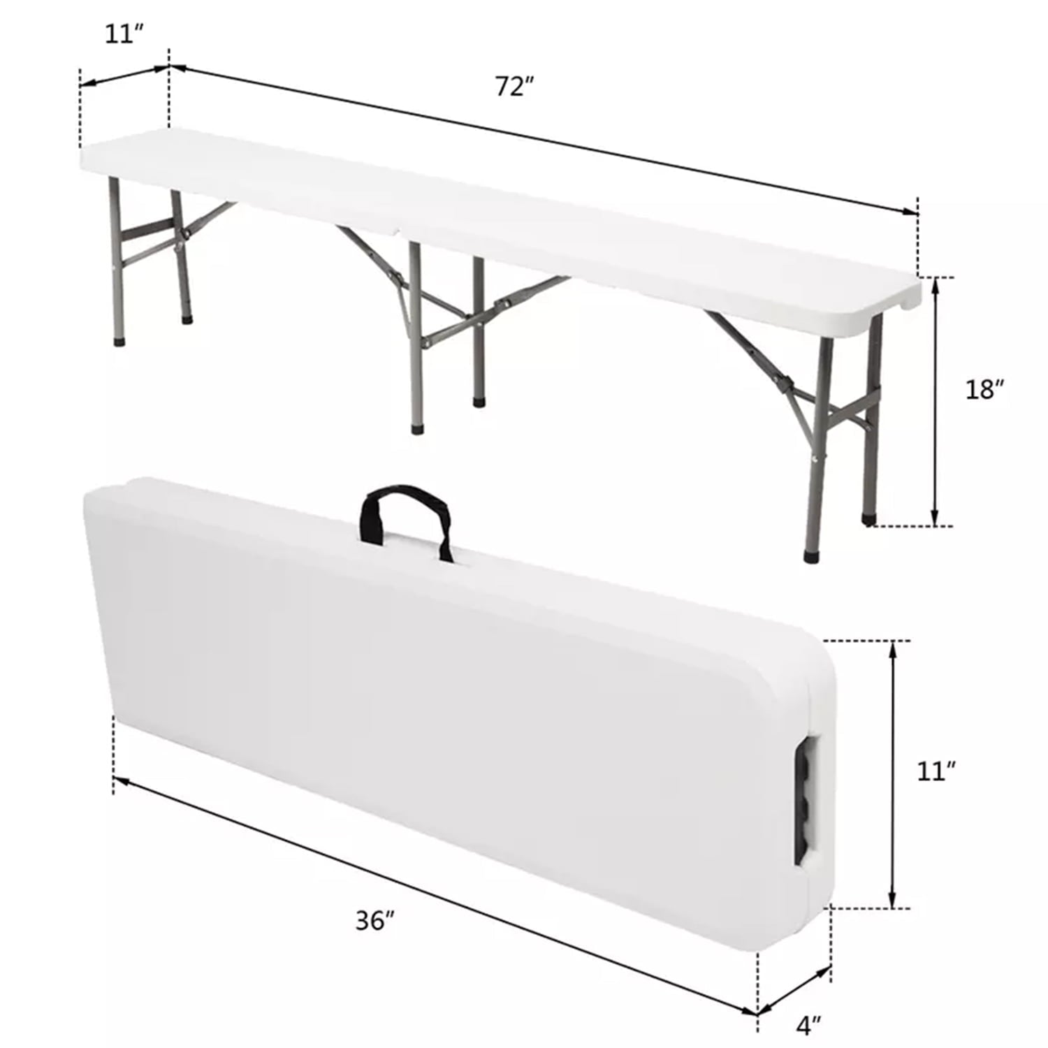 SUGIFT 6 ft Plastic Folding Bench Portable Indoor Outdoor Bench