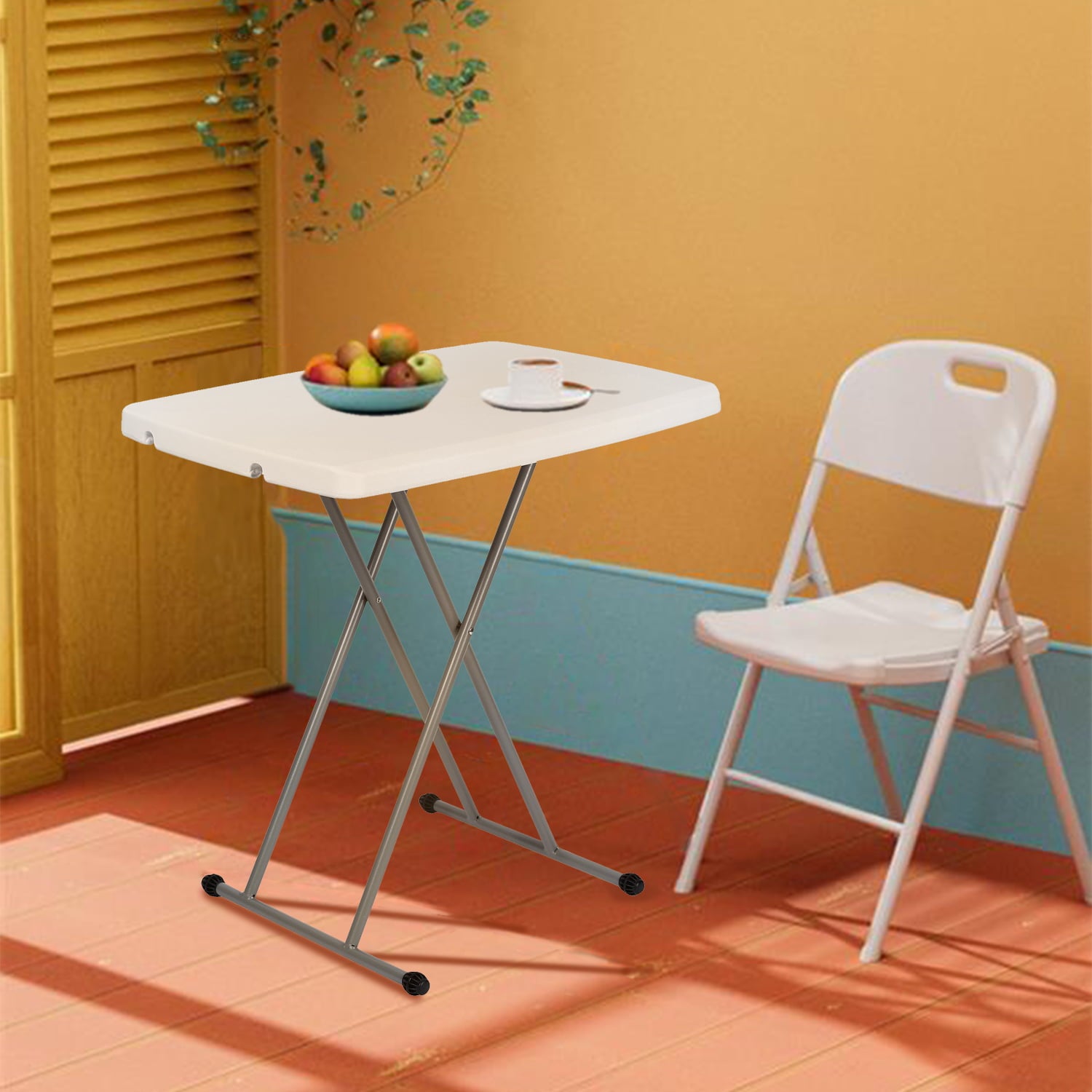 SUGIFT 30 inch Personal Folding Table Adjustable Resin TV Tray