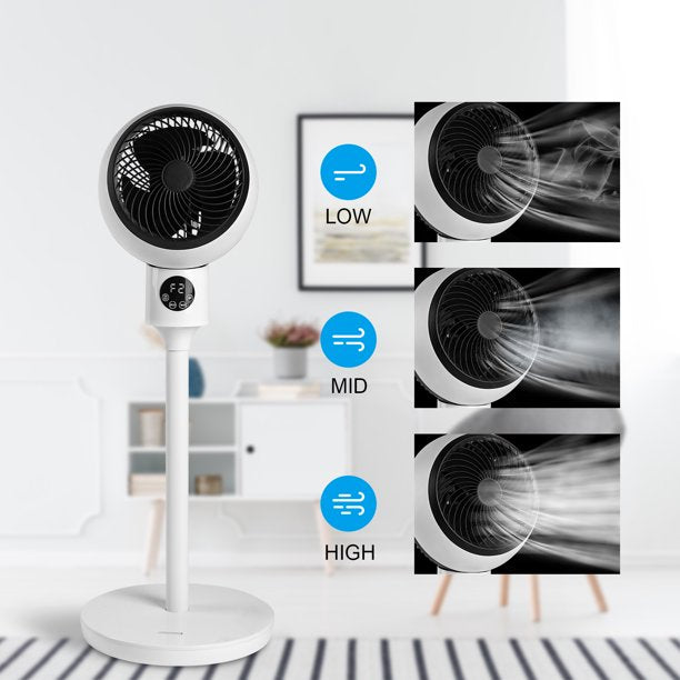 SUGIFT  Oscillation Fan,Pedestal Fans,Stand Fans,Circulating 70¡ã,Pedestal Fan,Remote 3 Speeds,3 Modes,15 Hours Timing,LED Display,7 Inch,White