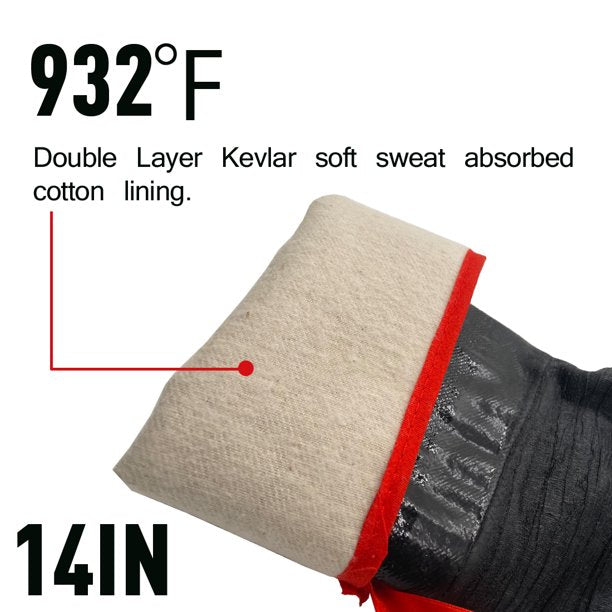 Barbecue Grill Gloves, Heat and Oil-Resistant Neoprene Oven Mitts, Long Waterproof Non-Slip Potholder
