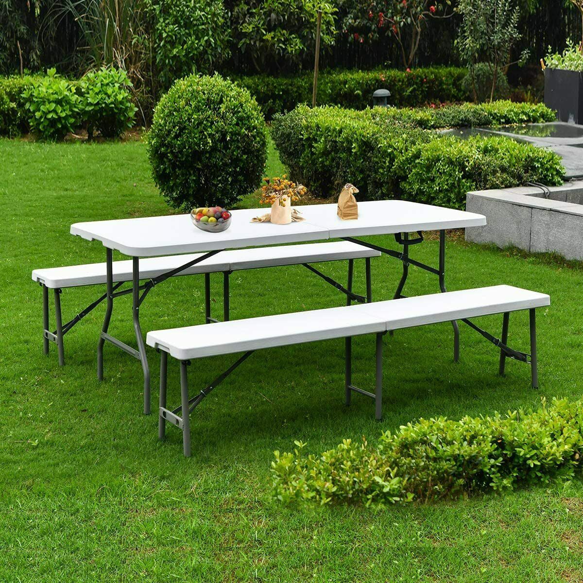 SUGIFT 6 ft Plastic Folding Bench Portable Indoor Outdoor Bench