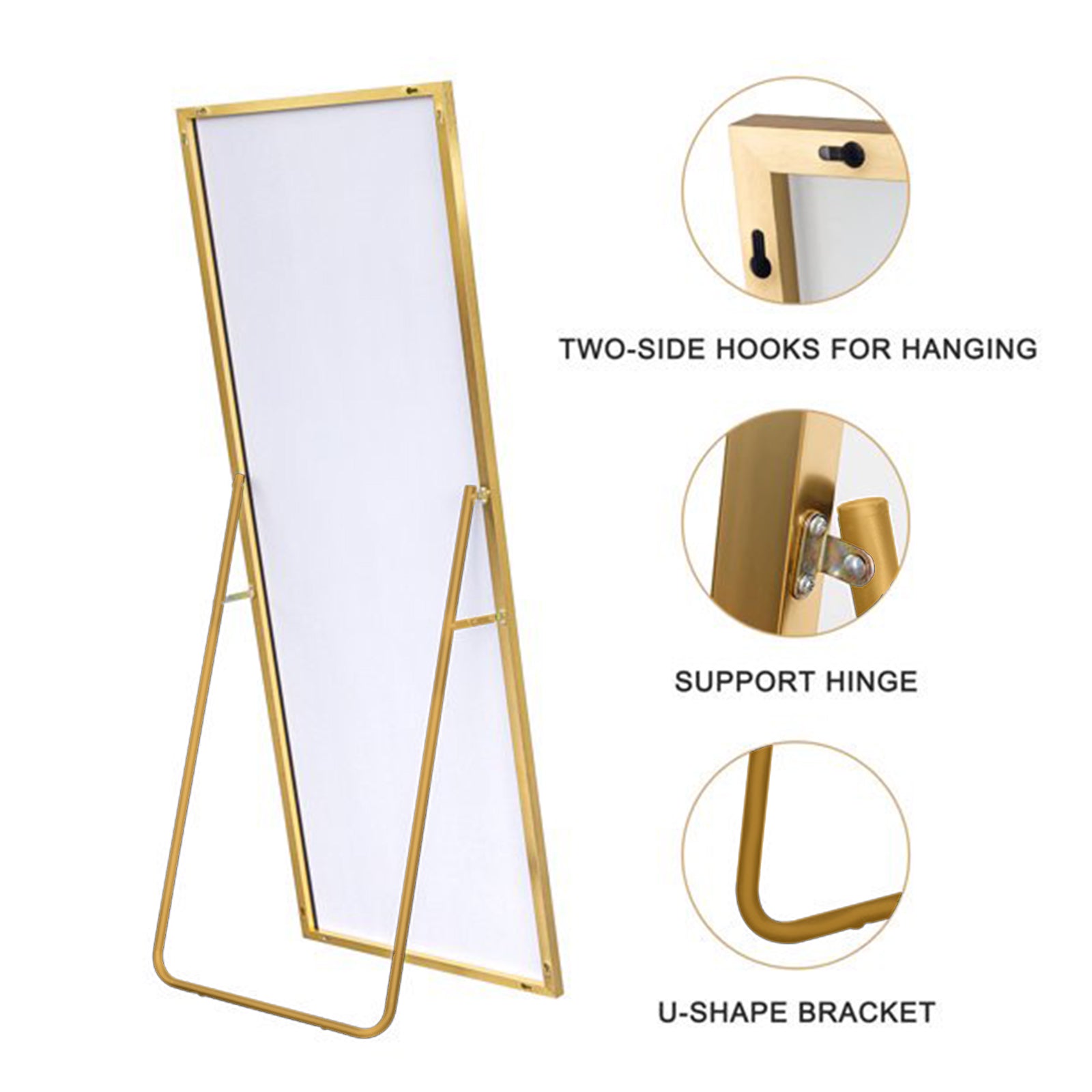 SUGIFT 65'' x 22'' Full Length Mirror Rectangle Body Floor Mirror, Gold