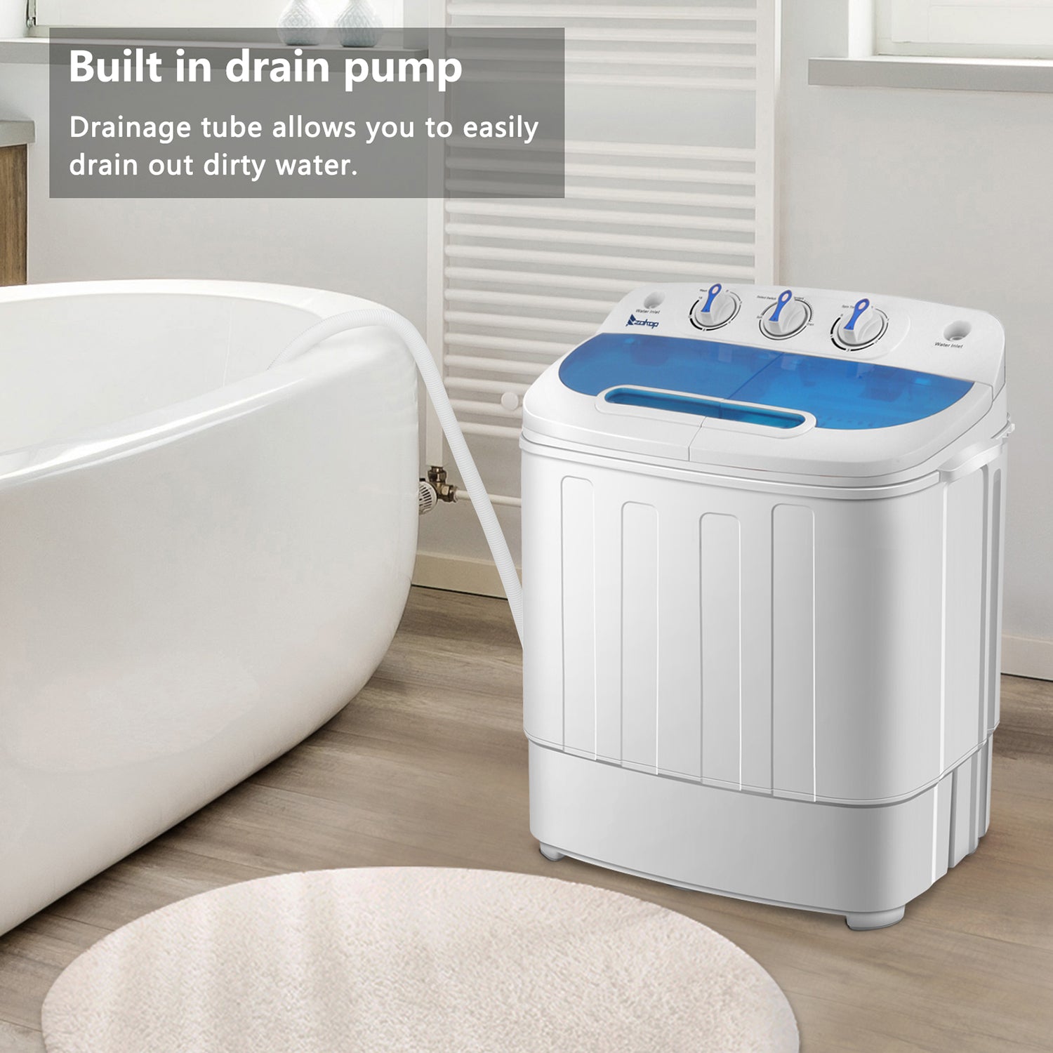 SUGIFT  Semi-Automatic Double Tube Washing Machine 550 W Compact Double Tube Washing Machine, Blue