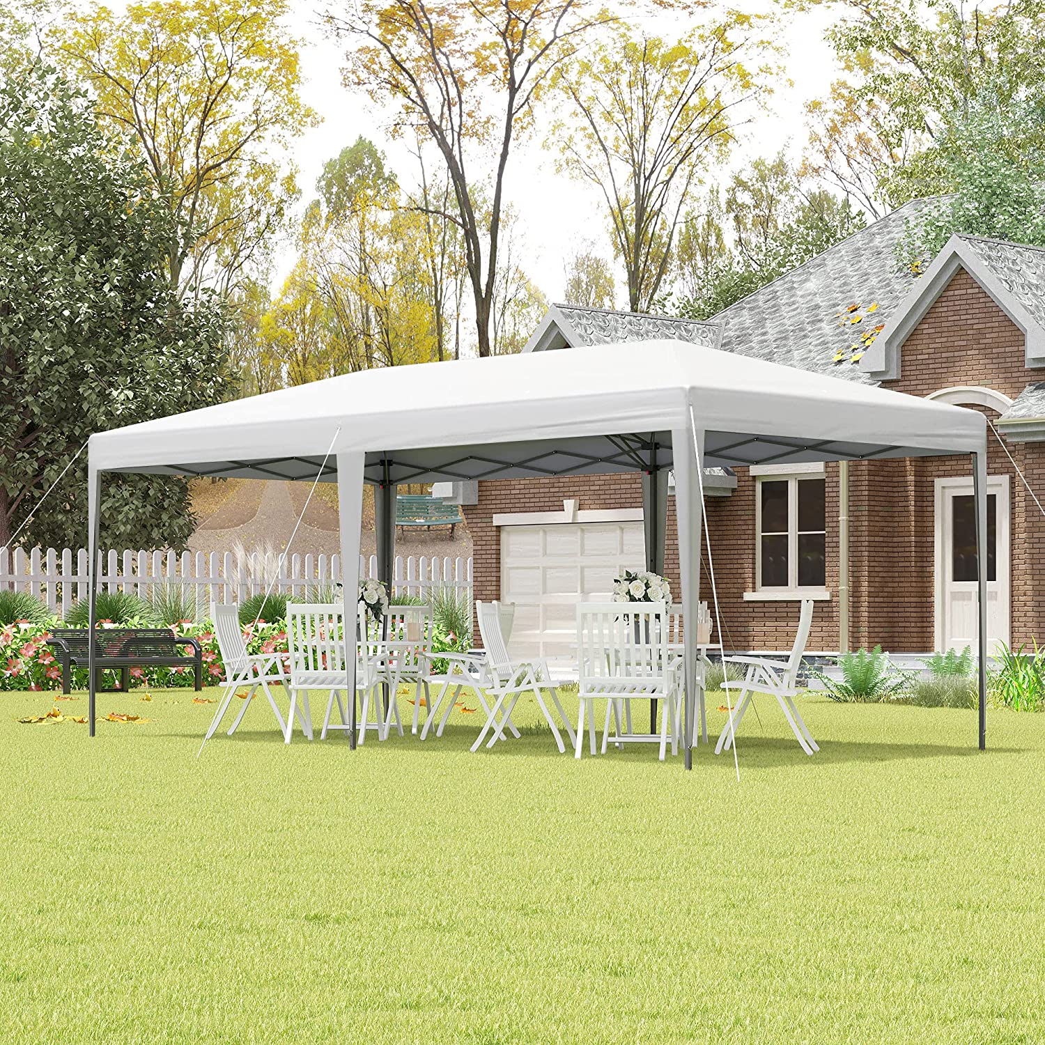 10 ft. x 20 ft. White Outdoor Pop Up Canopy Gazebo Wedding Party Tent