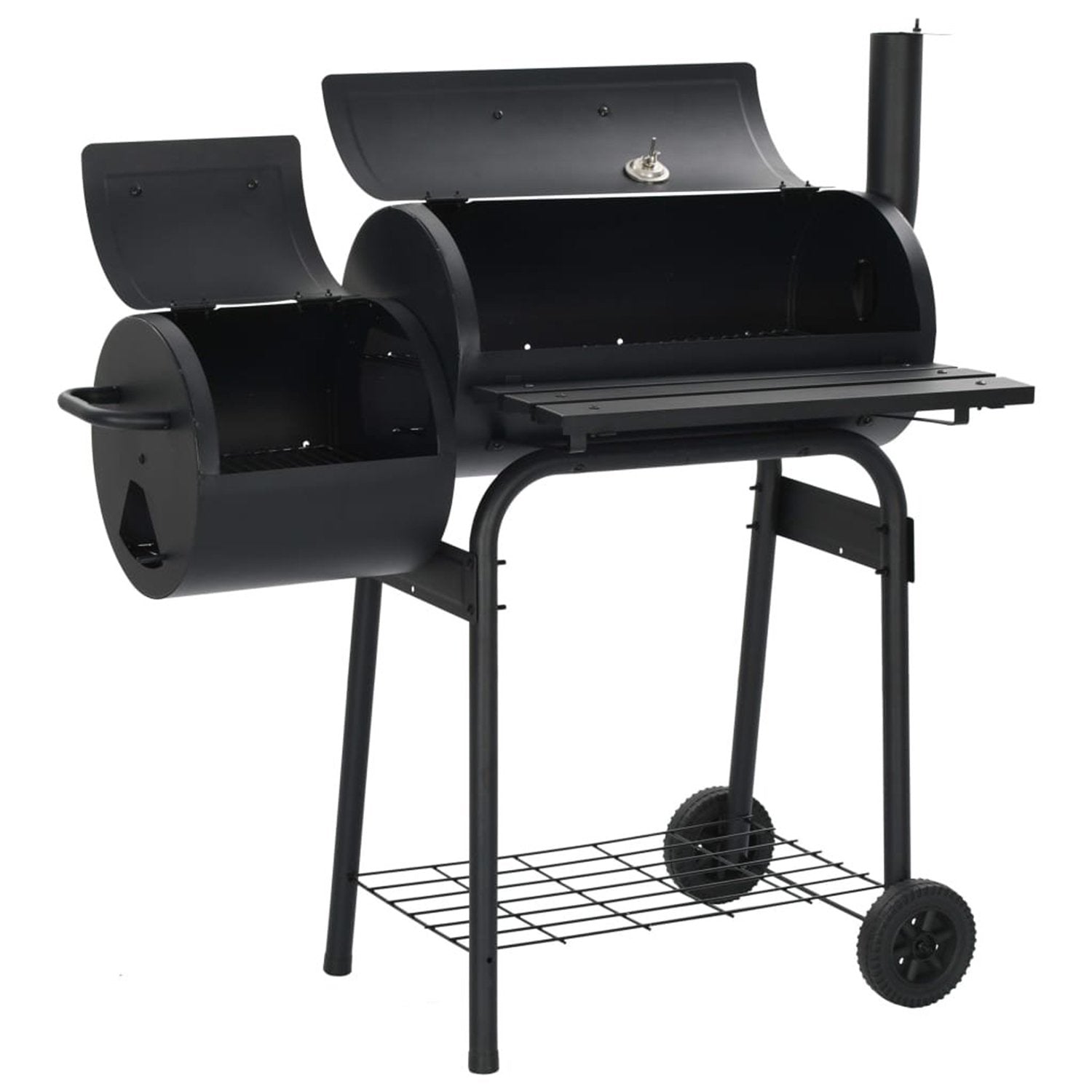 SUGIFT Heavy-Duty Charcoal BBQ Grill and Offset Smoker in Black