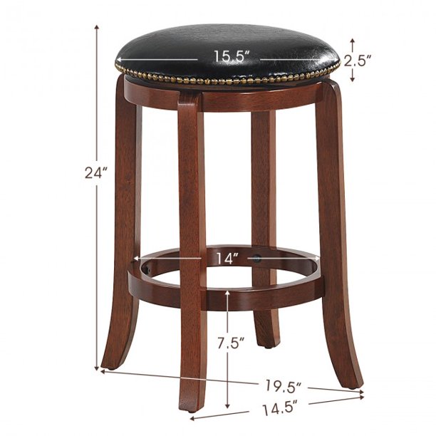 SUGIFT  Swivel Bar stool Leather Padded Backless Chair