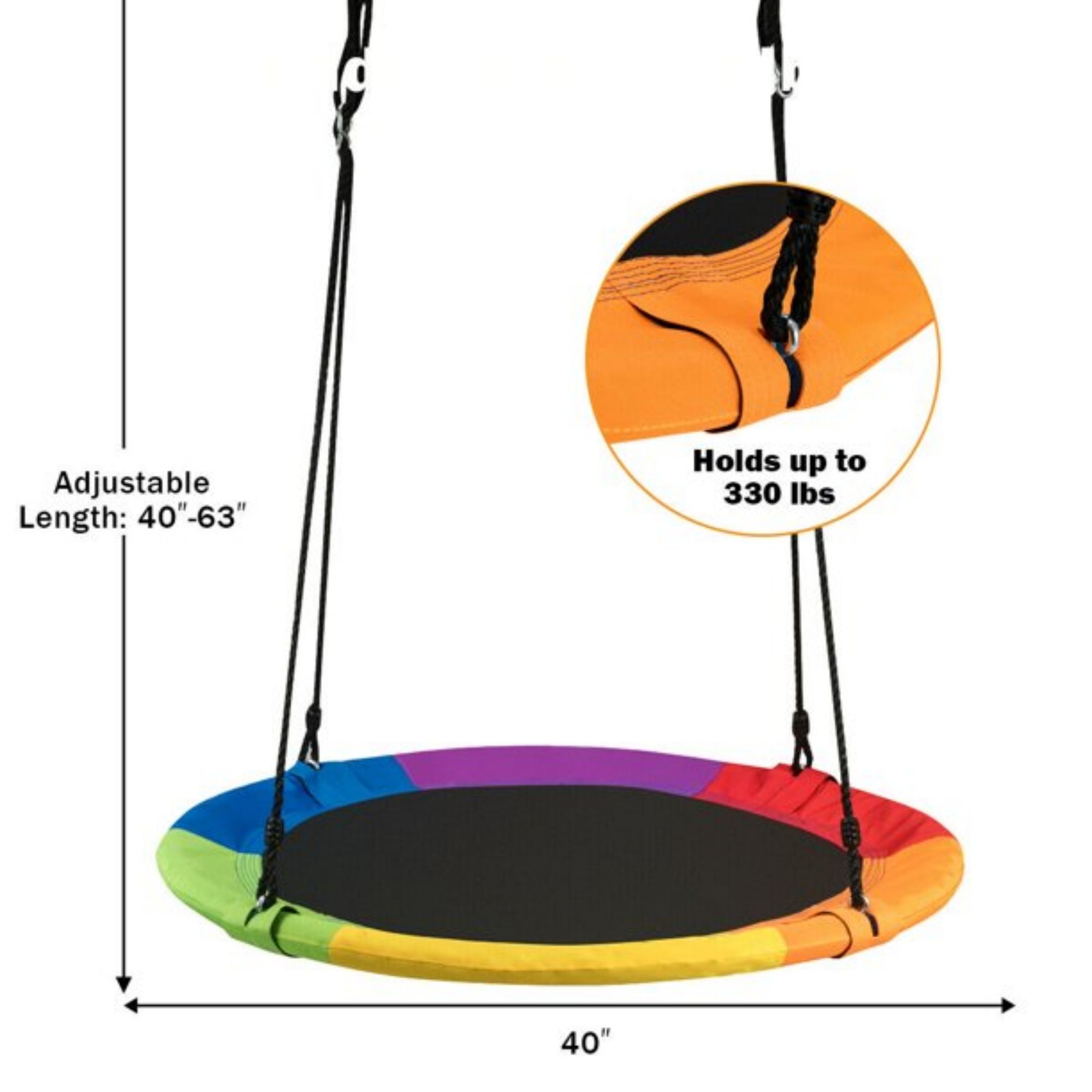 SUGIFT 40in Tree Swing Indoor Outdoor Play Set Swing for Kids, Colorful