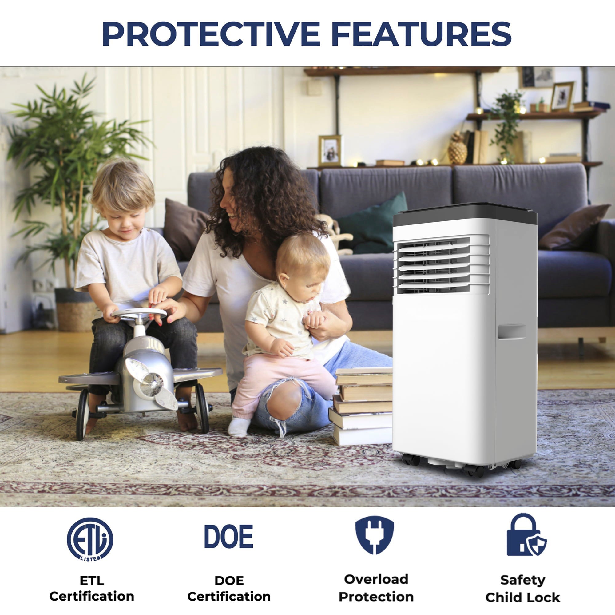 8,000 BTU 3-in-1 Portable Air Conditioner with Cool Dehum Fan Sleep Mode