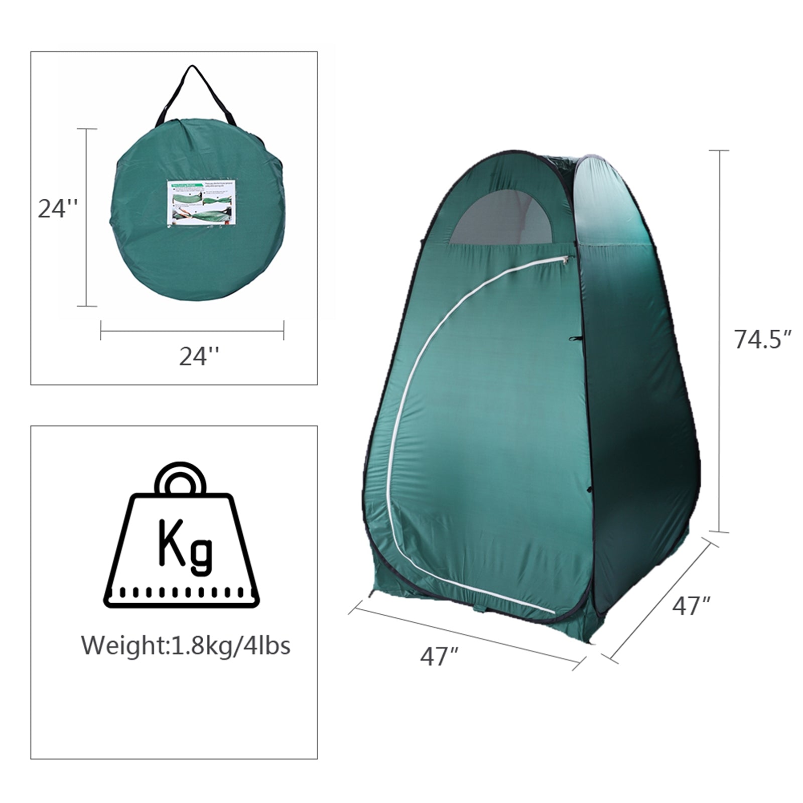 SUGIFT  Portable Pop Up Tent Outdoor Toilet Shower Locker Room Green