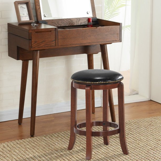 SUGIFT  Swivel Bar stool Leather Padded Backless Chair