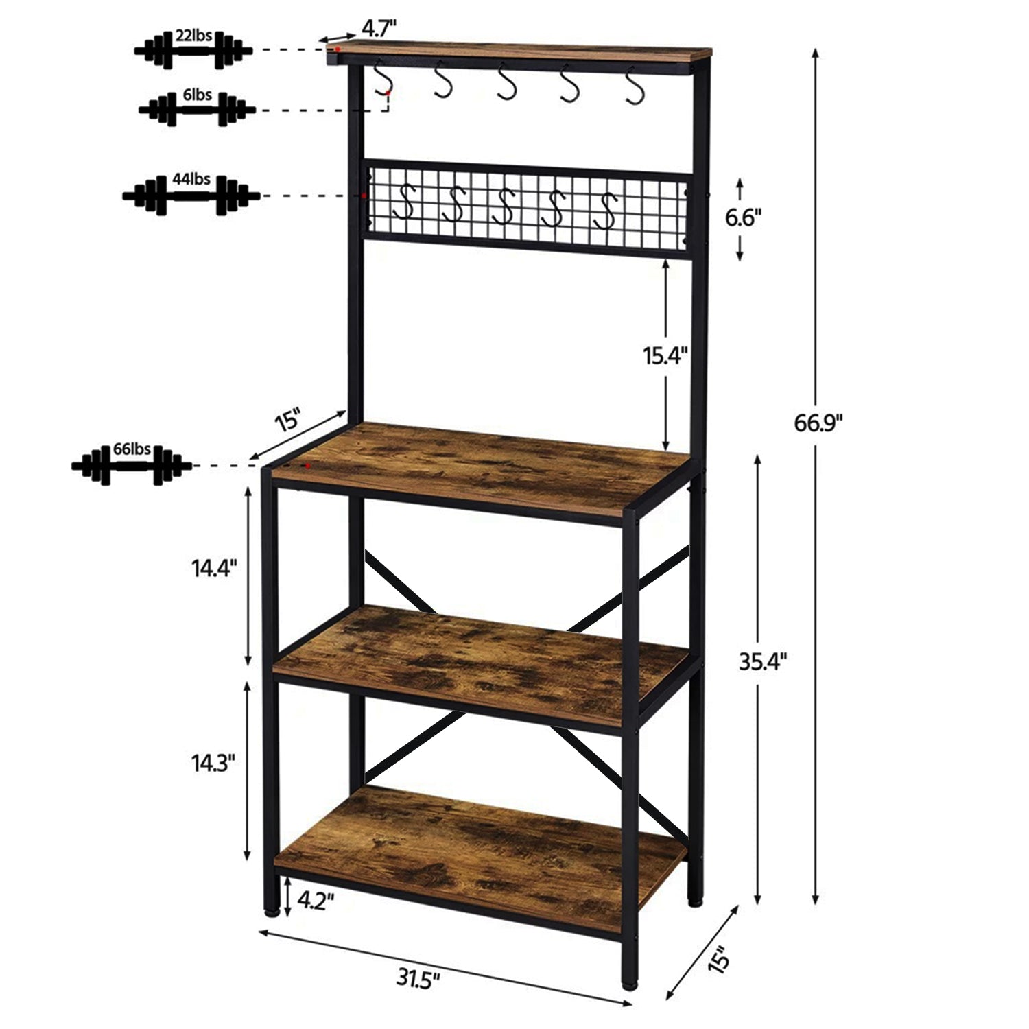 31.5'' Standard Baker's Rack with Microwave Compatibility