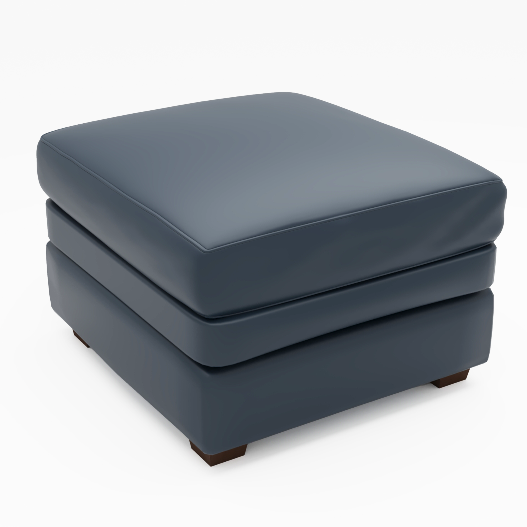 30-inch Wide Genuine Leather Ottomans with Wood Feet