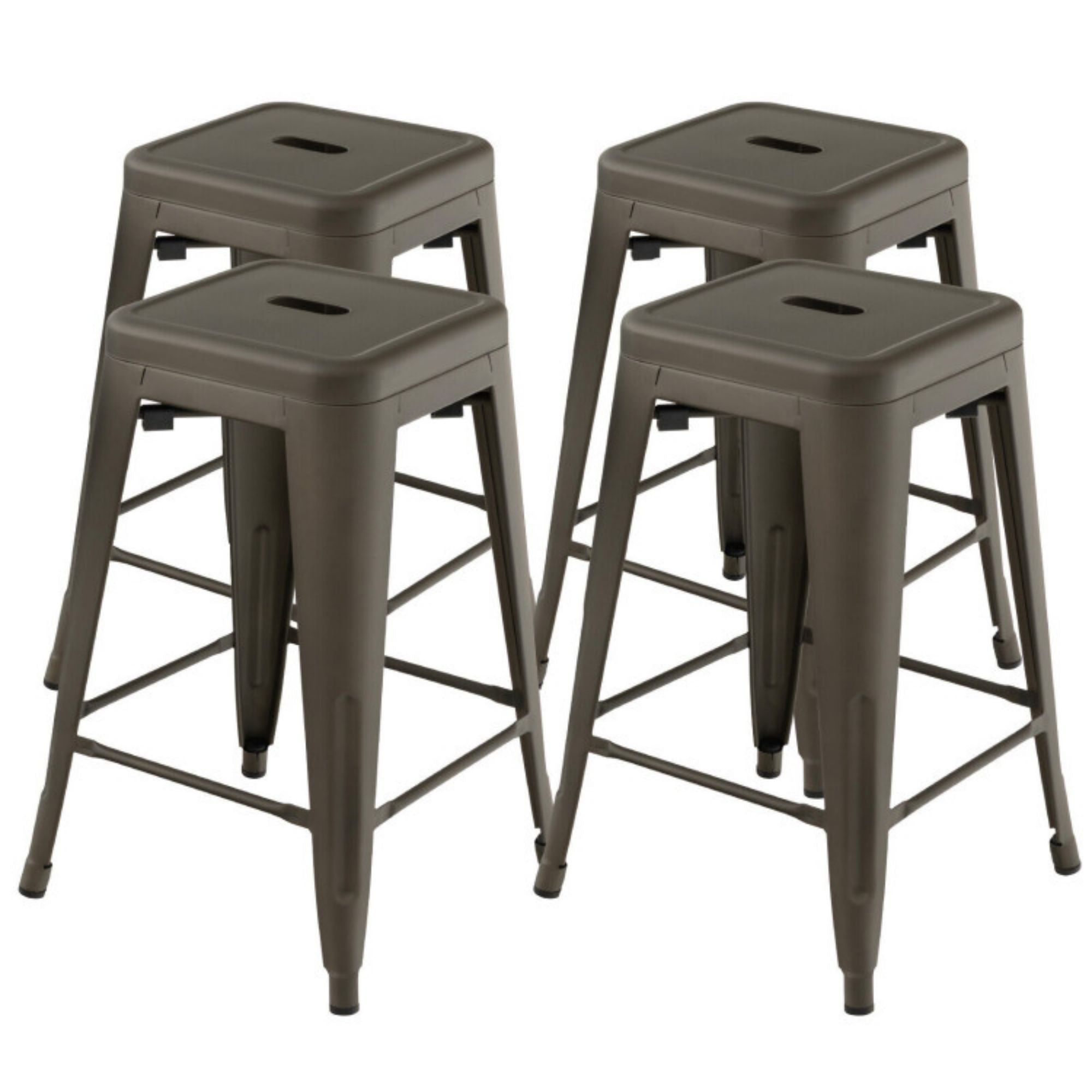 SUGIFT 24 Inch Set of 4 Tolix Style Counter Height Barstool Stackable Chair