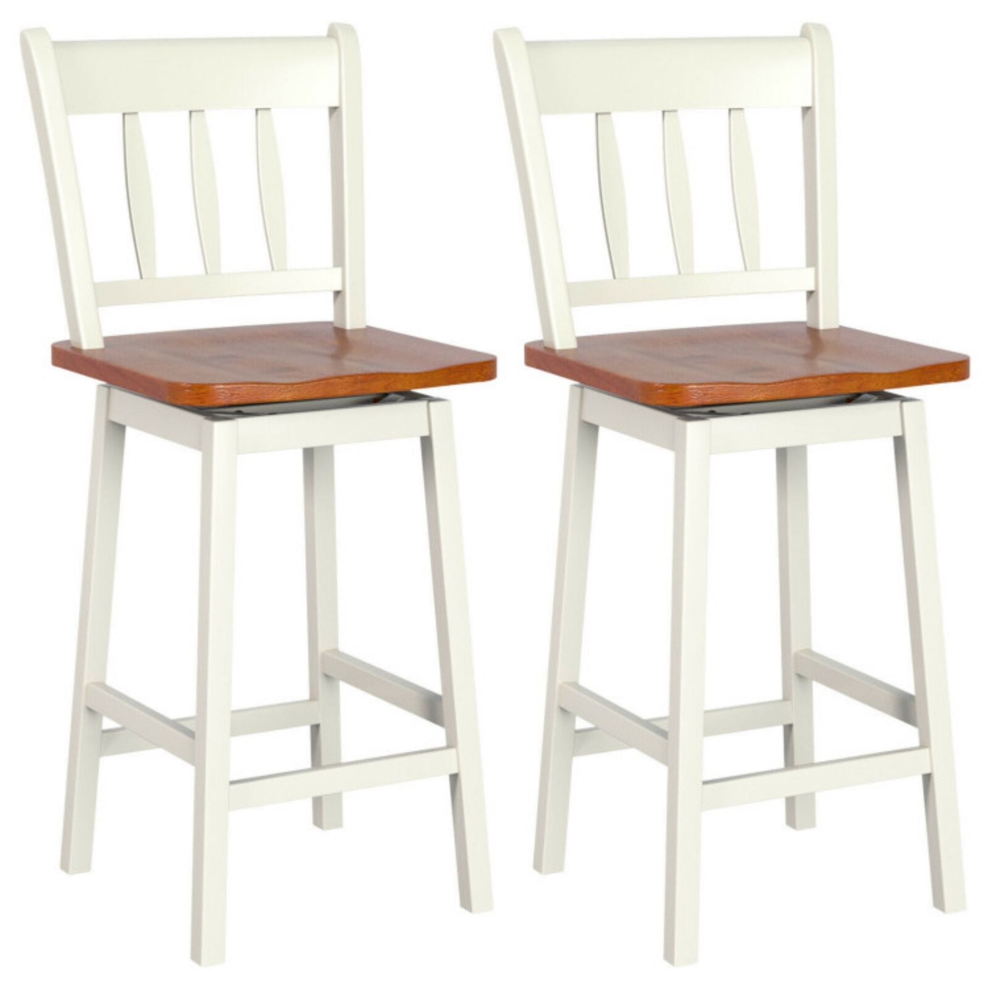 SUGIFT 24.5 Inches Set of 2 Swivel Bar Stools with 360° Swiveling