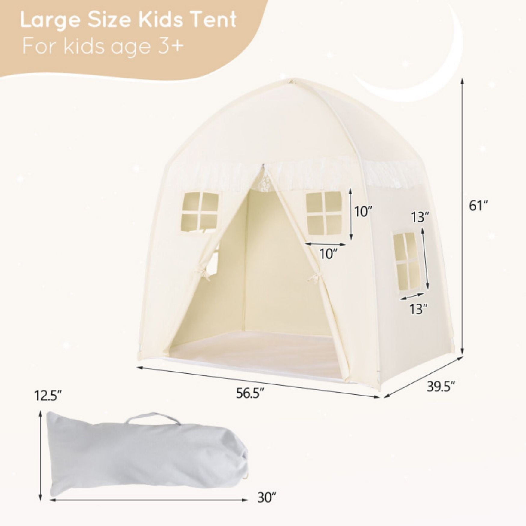 SUGIFT White? Portable Indoor Kids Play Castle Tent