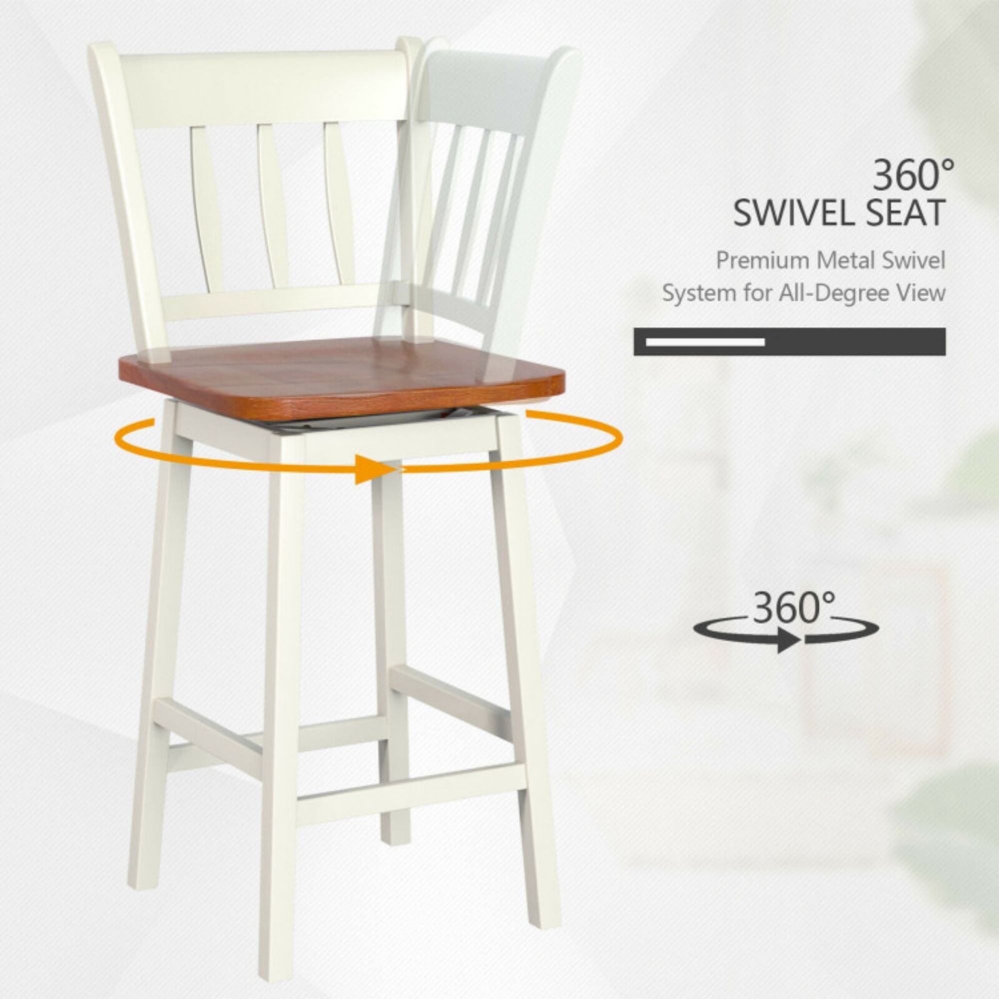 SUGIFT 24.5 Inches Set of 2 Swivel Bar Stools with 360° Swiveling
