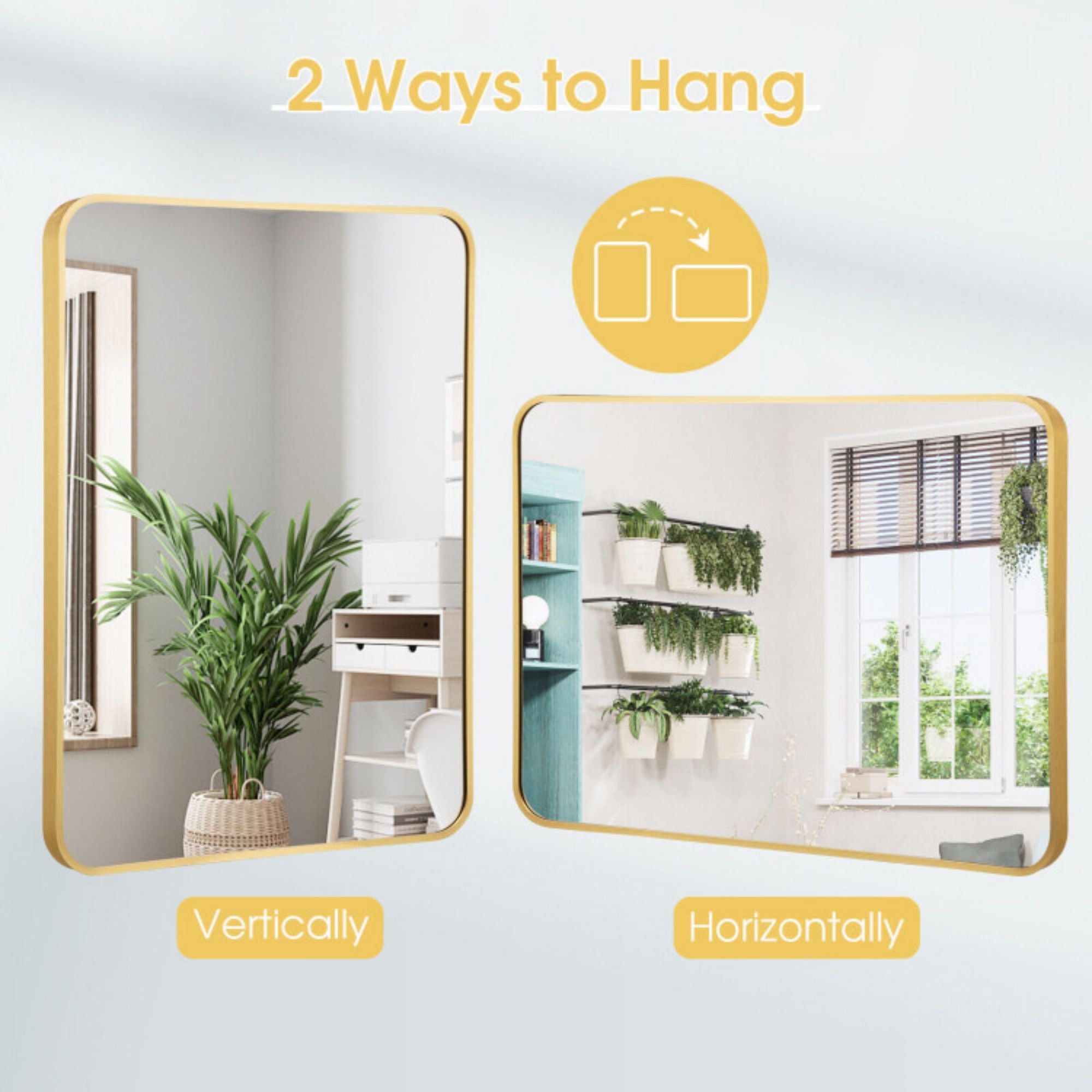 SUGIFT Metal Framed Bathroom Mirror with Rounded Corners