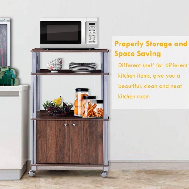 SUGIFT  Storage Cart Microwave Rack Stand Rolling Storage Cart