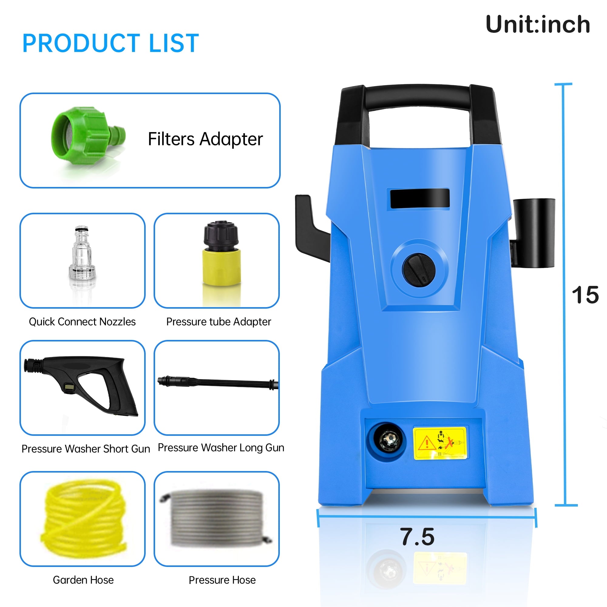SUGIFT 2000-PSI 2.3-GPM Electric Pressure Washer 1800W High Pressure Washer Cleaner Machine - 2000 PSI