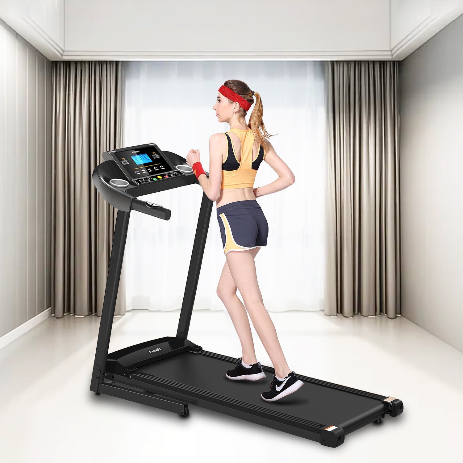 SUGIFT 5 inch LCD Screen Electric Treadmill with MP3, Foldable Treadmill Suitable for Home Gym