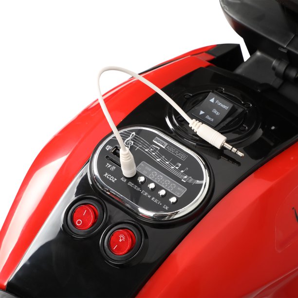 SUGIFT  6V Kids Ride On Motorcycle with Headlights, Battery-Powered 3-Wheel Bicycle - Red