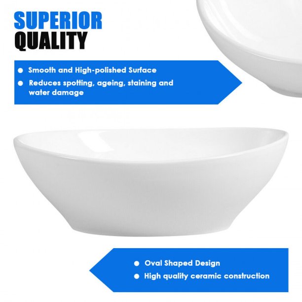 SUGIFT Sink Oval Bathroom Basin Ceramic Vessel