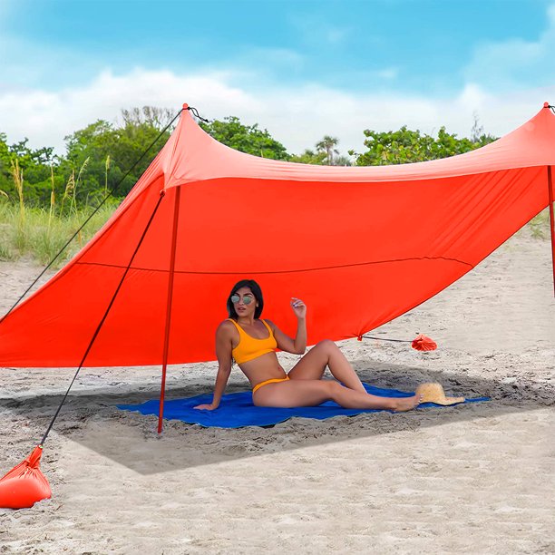 SUGIFT  Sunshade Beach Tent with sandbag Anchors, Sun Shelter with UV Protection for Camping Fishing at The Beach, Parks