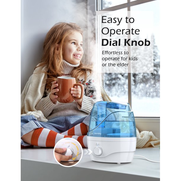 2.2L Cool Mist Humidifiers, 28dB Whisper-Quiet Humidifiers for Bedroom, Easy to Clean & Control Air Humidifier, Auto Shut-Off, 24H Work Time, Blue