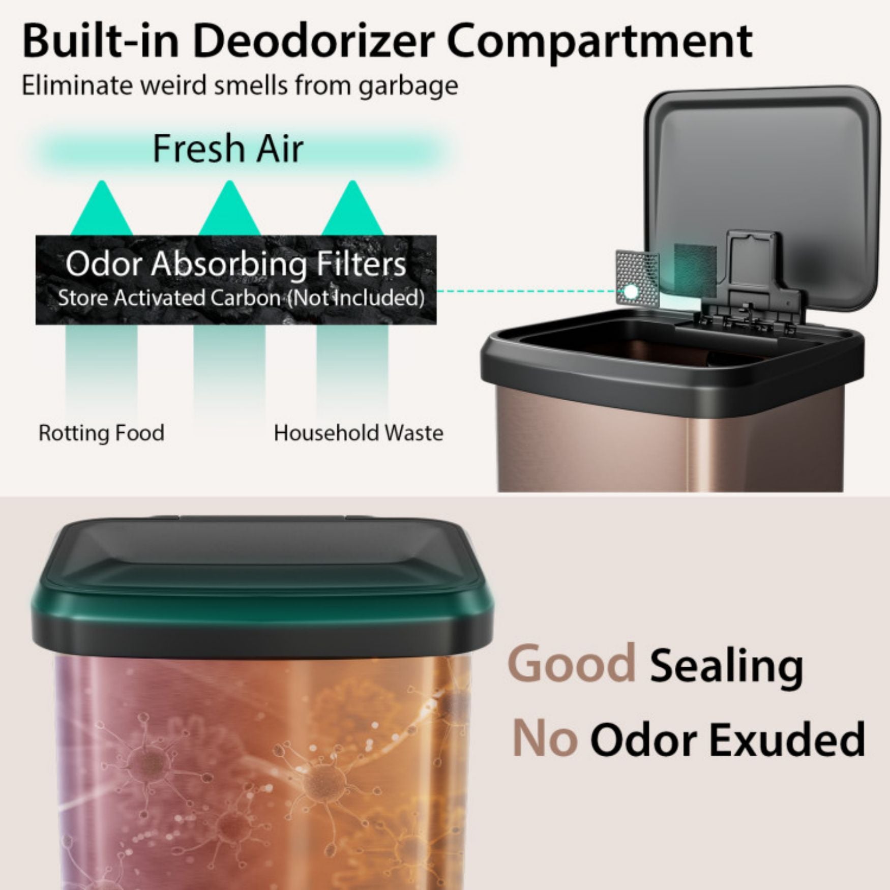 SUGIFT 13.2 Gallon Step Trash Can with Soft Close Lid and Deodorizer Compartment