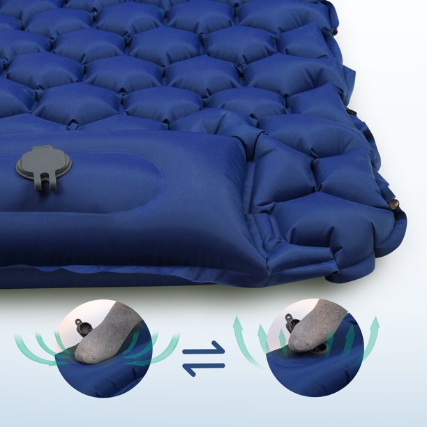 Compact Camping Sleeping Pad, Self Inflatable Sleeping Mat with Pillow Built-in Pump, Waterproof Camping Air Mattress for Backpacking, Hiking, Tent, Traveling