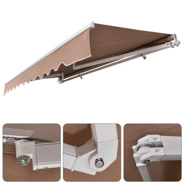 SUGIFT  13x8ft Retractable Patio Awning, Sun Shade Awning Cover, Sandy Color