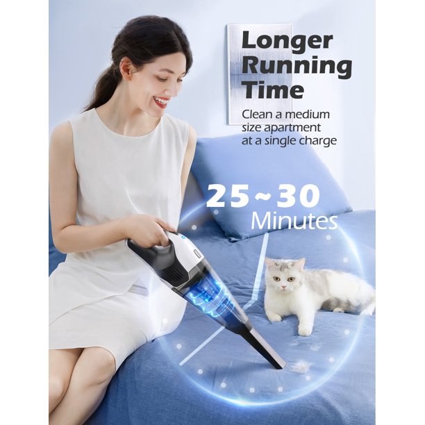 Handheld Vacuum Cleaner Cordless, Lightweight Wall Mount Charger Hand Held Vac with Rechargeable 2200mAh Lithium Battery for Car Pet Hair