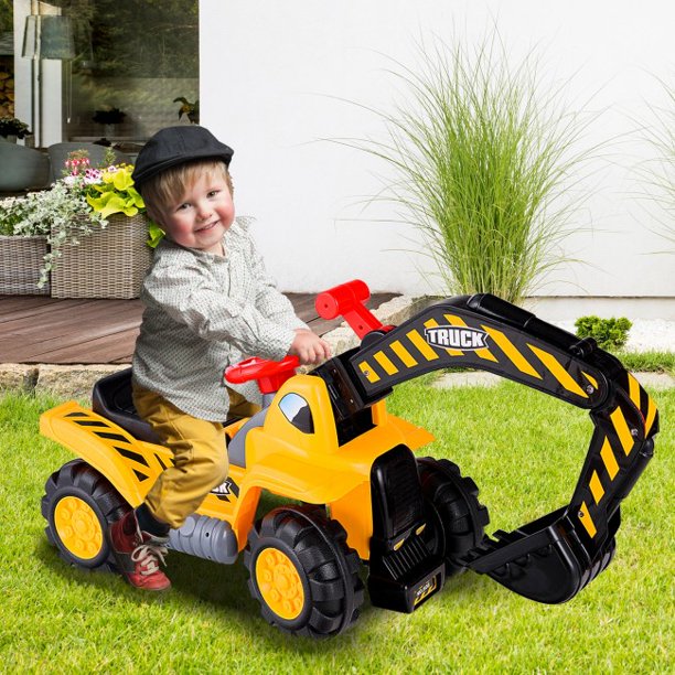 SUGIFT  Kids Ride On Construction Excavator with Safety Helmet