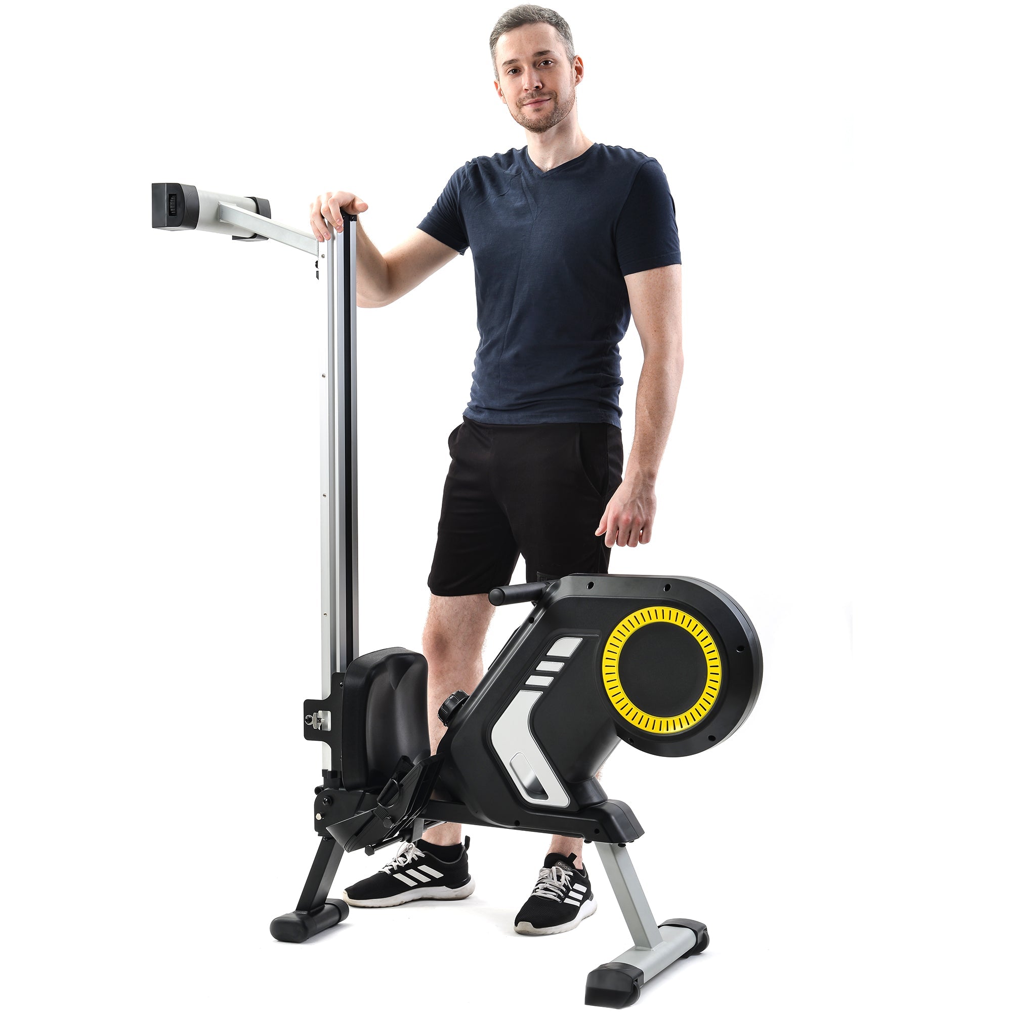 SUGIFT  Folding Magnetic Rowing Machine with Resistance Settings and Transportation Wheels for Gym or Home
