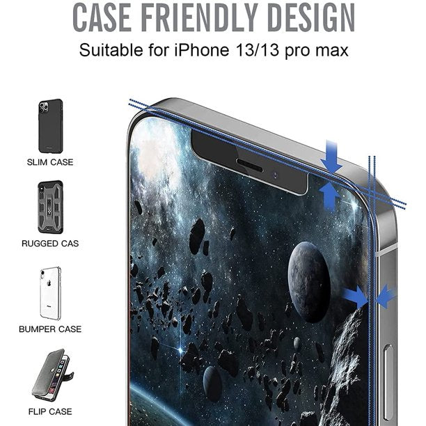 SUGIFT  Compatible with iPhone 13/13 Pro Screen Protector 6.1 inch 3 Pack [Installation Tray] [Case-Friendly]