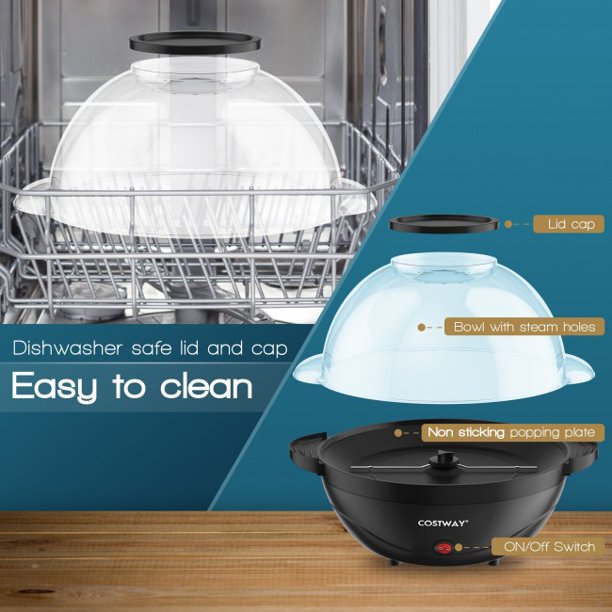 SUGIFT  Popper Maker 6QT Stirring Popcorn Popper Maker with Nonstick Plate