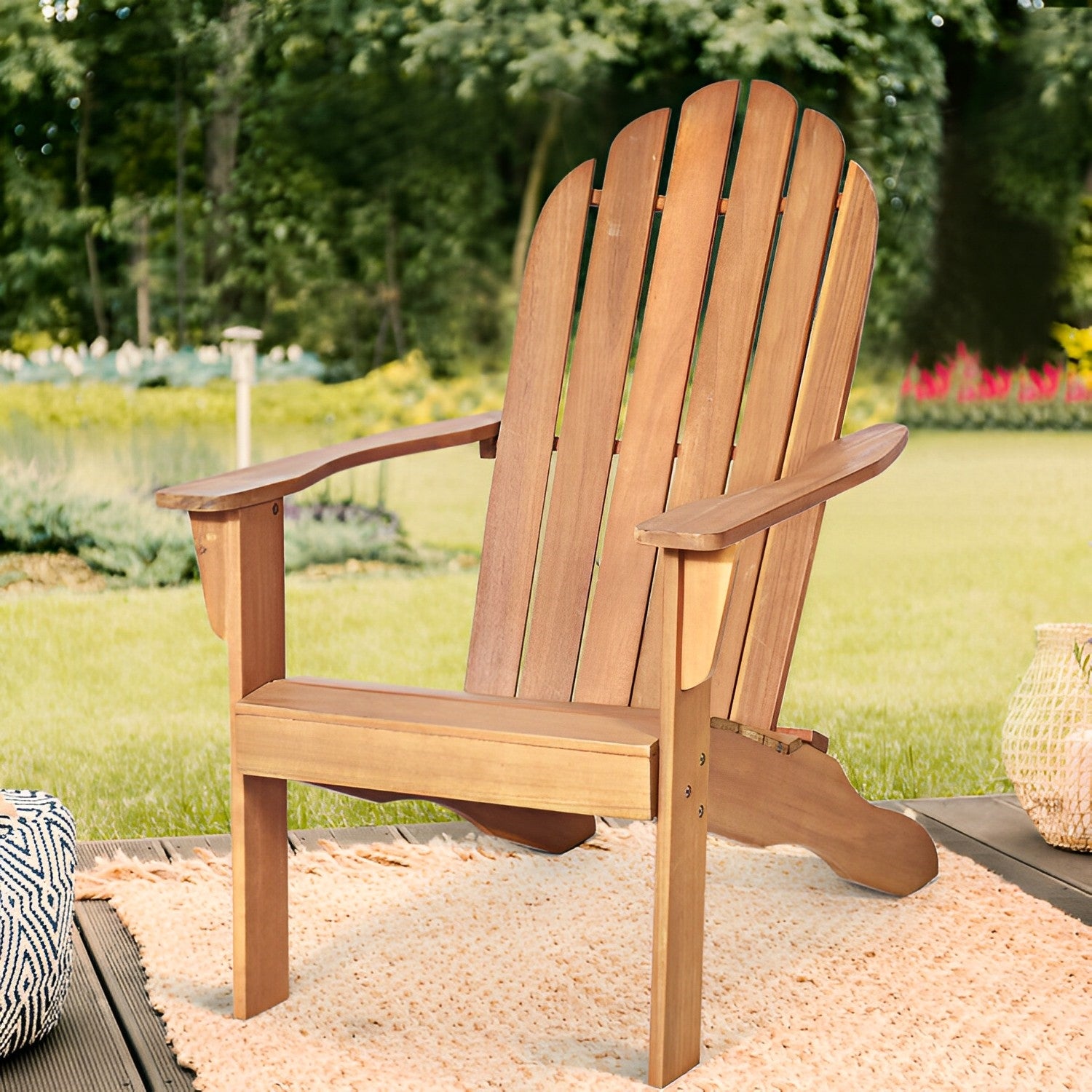 Wood Outdoor Adirondack Chair with Ergonomic Design