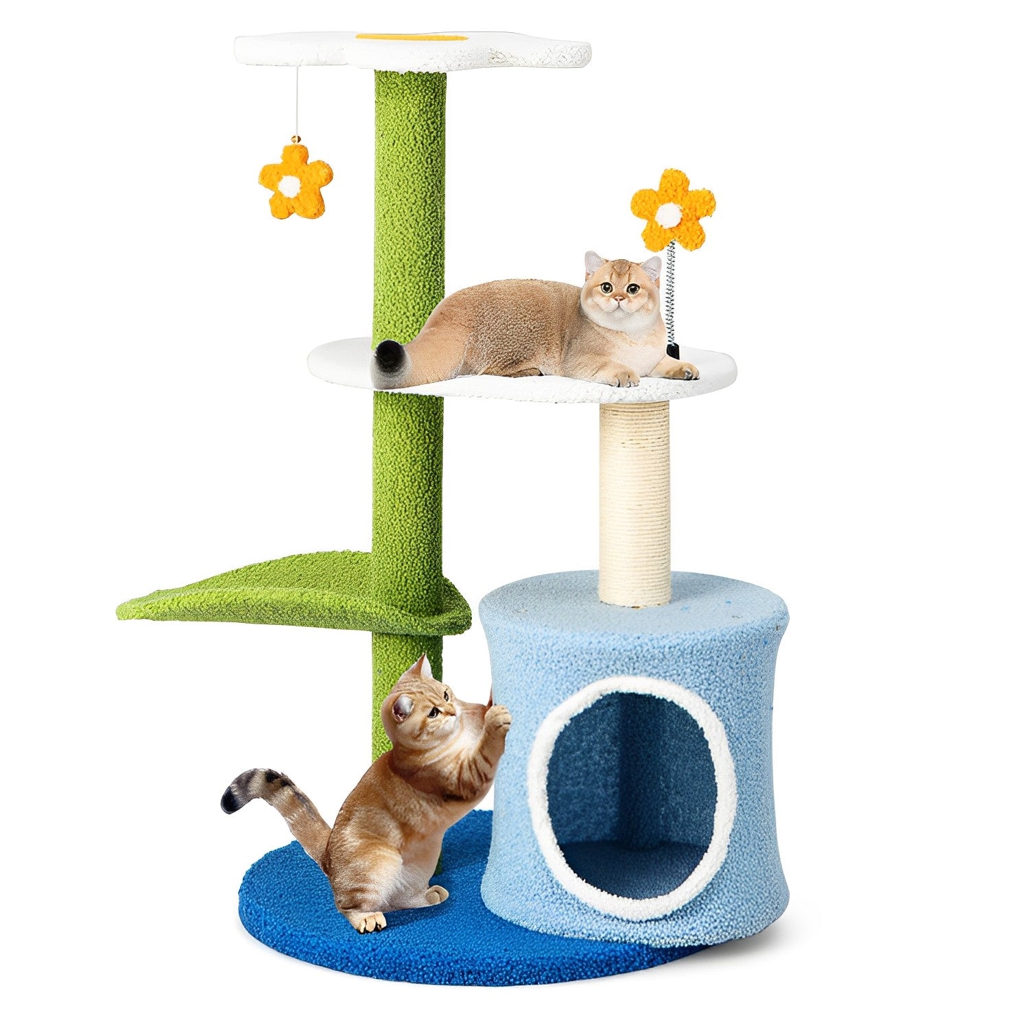 34.5 Inch 4-Tier Cute Cat Tree with Jingling Balls and Condo