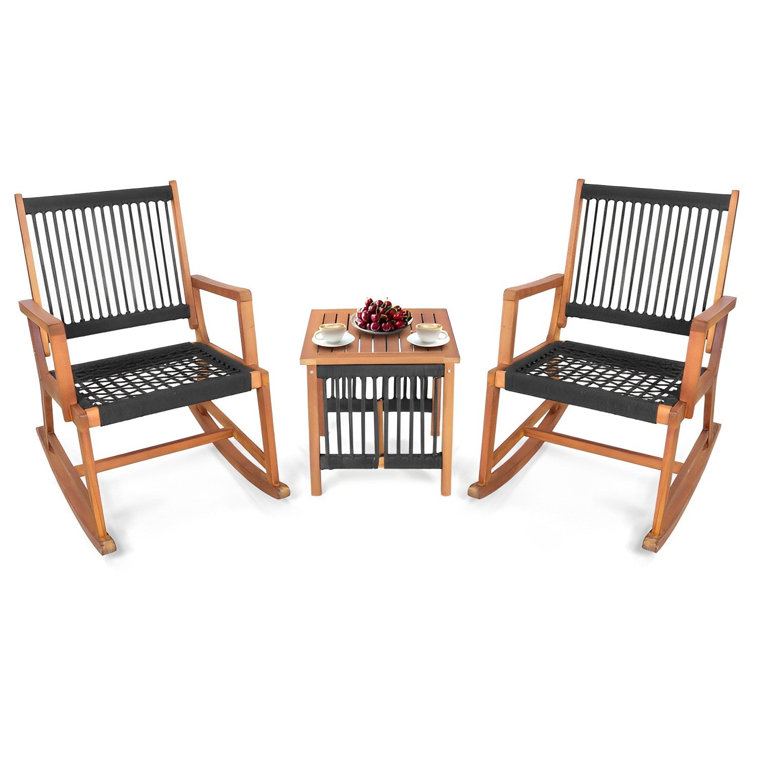 3 Pieces Acacia Wood Rocking Bistro Set