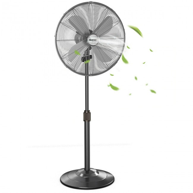 SUGIFT 16 Inch Metal Adjustable Oscillating Pedestal Fan with 3-Speed,Black