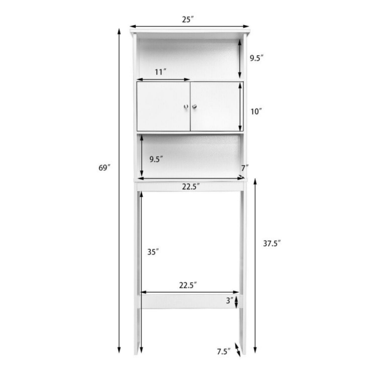 SUGIFT Bathroom Wood Organizer Shelf Storage Rack with Cabinet