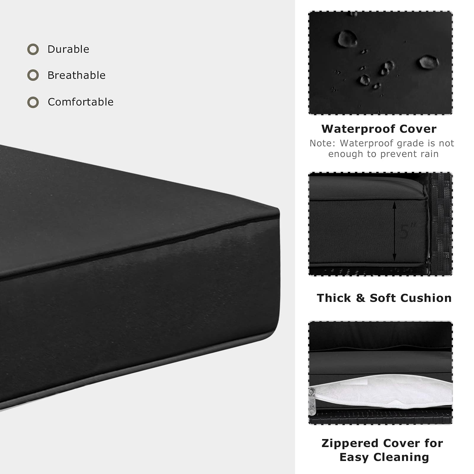 SUGIFT Patio Rattan Rocker Outdoor Glider Rocking Chair Cushion Lawn